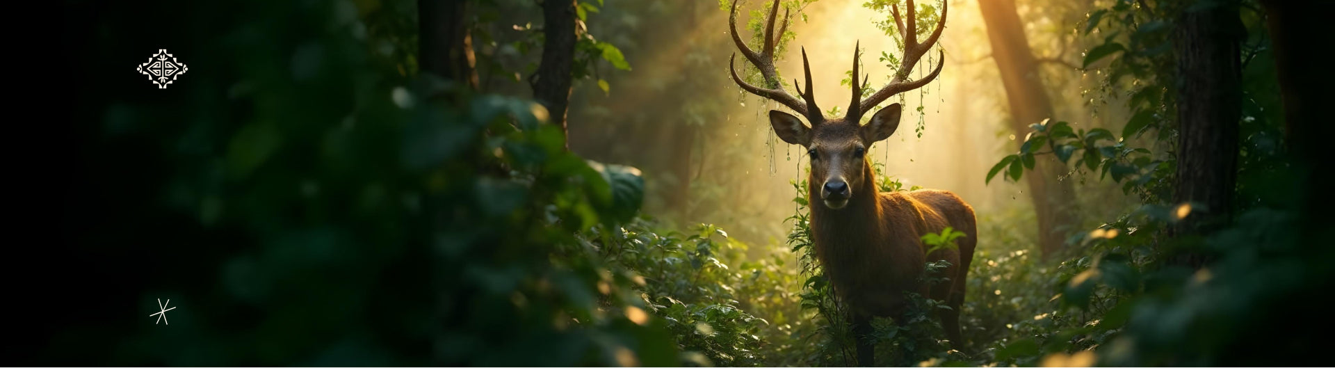 Deer in the sunshine in the forest